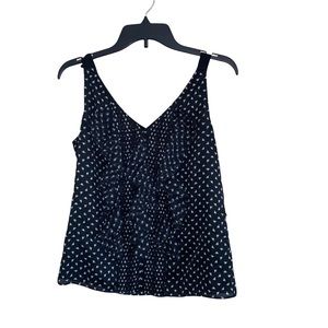 White House Black Market Floral Print Sleeveless Blouse Ruffle Front Size small